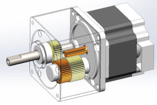 Image of gears housed in a geared brushless DC motor (example)