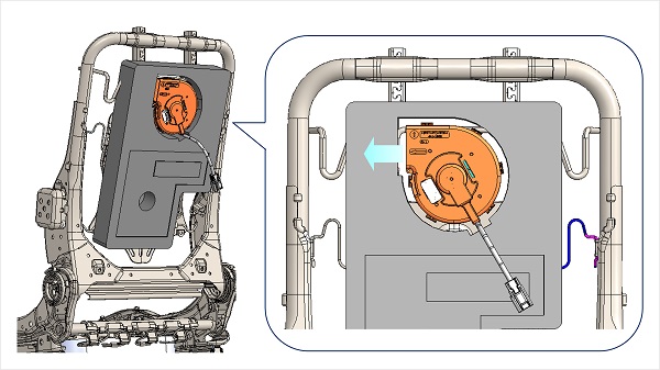 Installment and air flow  image of a side outlet blower motor